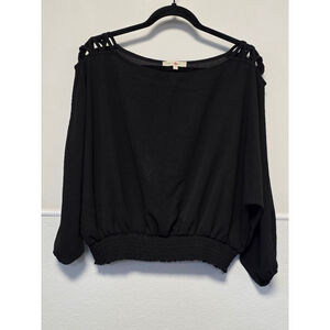 Women's Wishful Park Black‎ Blouse Size XL Cold Shoulder Straps